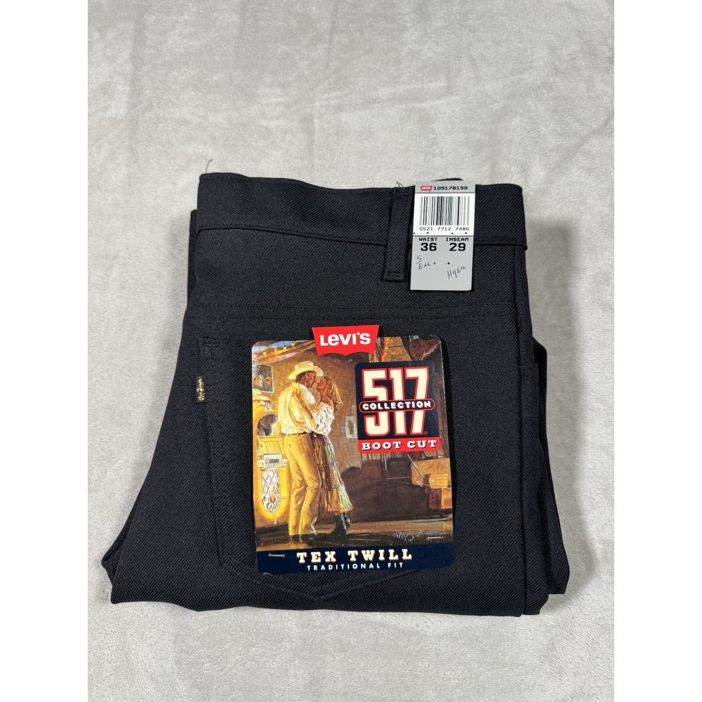 Vintage 90s Levi's 517 Tex Twill Boot Cut Men's Pants NWT Black Deadstock